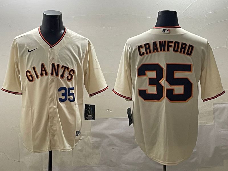 Men San Francisco Giants #35 Crawford Cream Game 2025 Nike MLB Jersey style 3